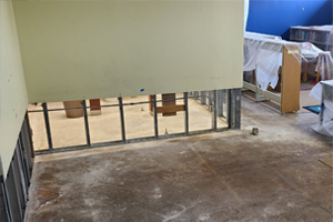 commercial building walls getting drywalled